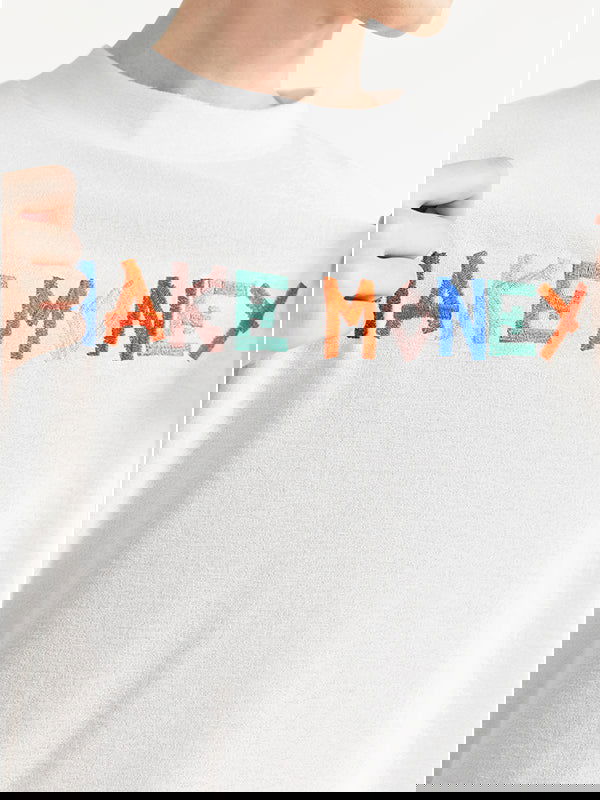 "Make Money" Embroidered T-Shirt in White Color - THIS IS FOR HIM