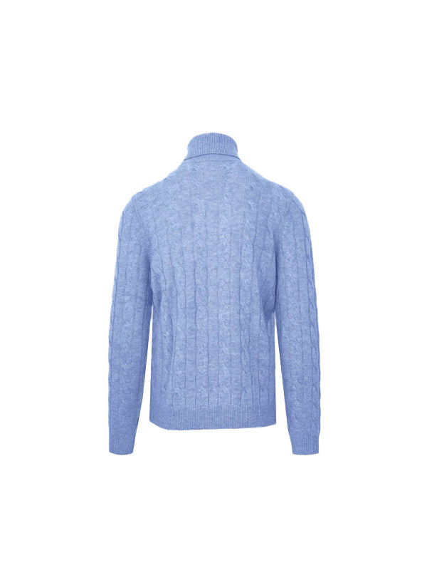 Malo Blue Wool Cashmere Turtleneck Sweater 2
