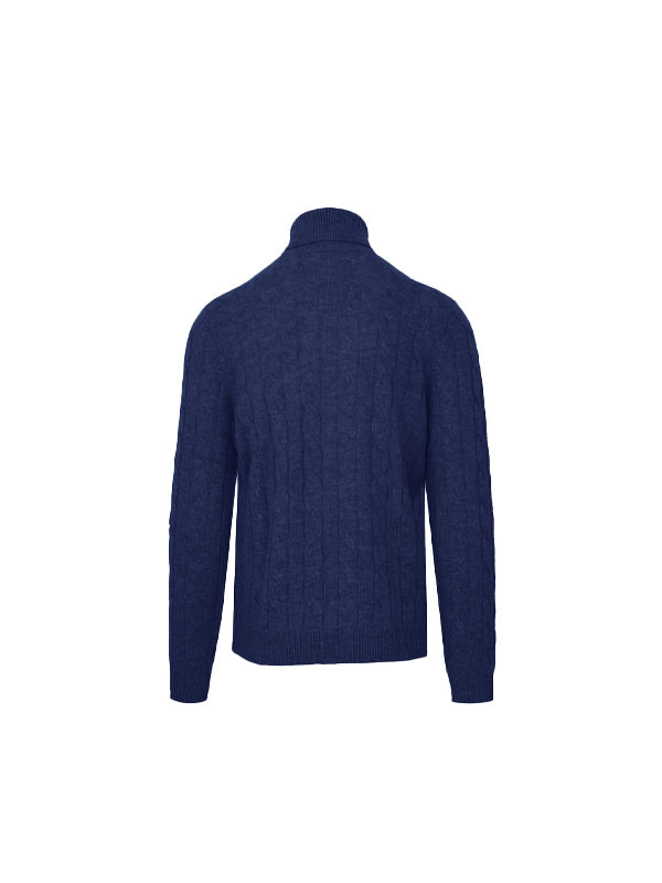 Malo Blue Wool Cashmere Turtleneck Sweater 5