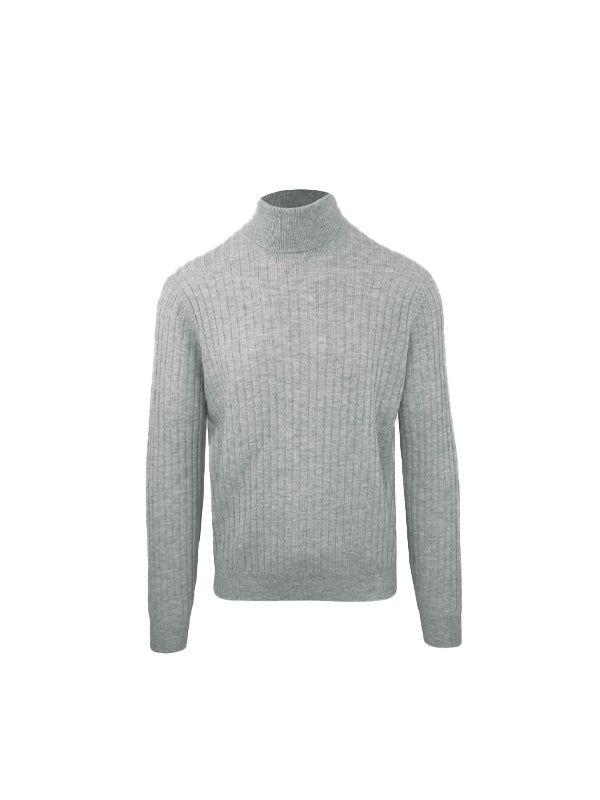 Malo Grey Wool Cashmere Turtleneck Sweater 3