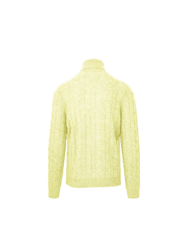 Malo Yellow Wool Cashmere Turtleneck Sweater 3