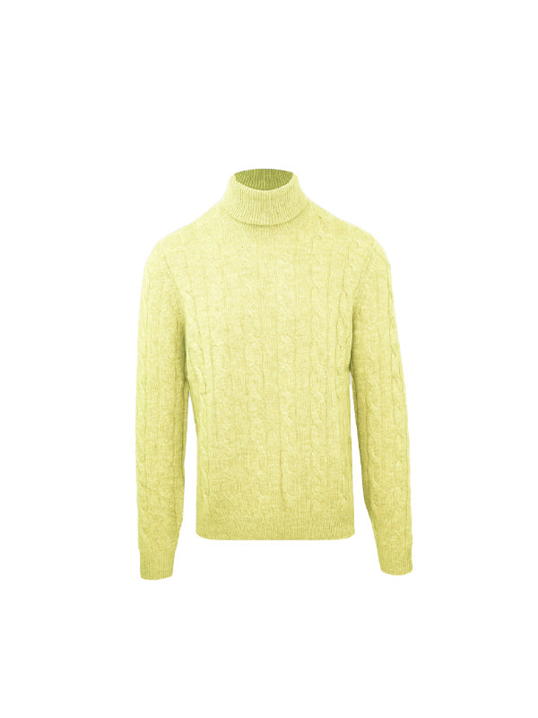 Malo Yellow Wool Cashmere Turtleneck Sweater