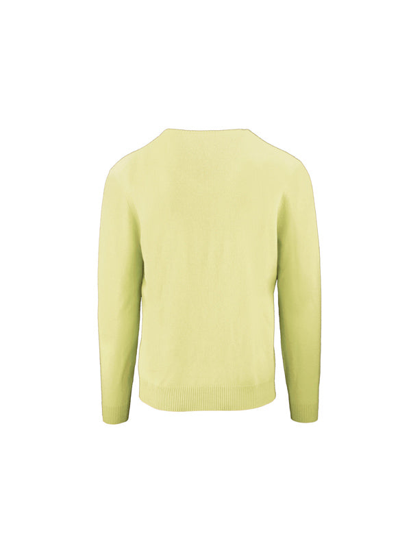 Malo Yellow Wool Cashmere V-Neck Pullover Sweater 