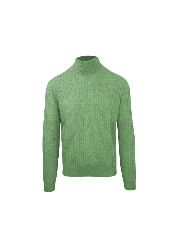 Malo Green Wool Cashmere Turtleneck Sweater 3