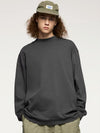 Mock Neck Long Sleeve T-Shirt in Dark Grey Color