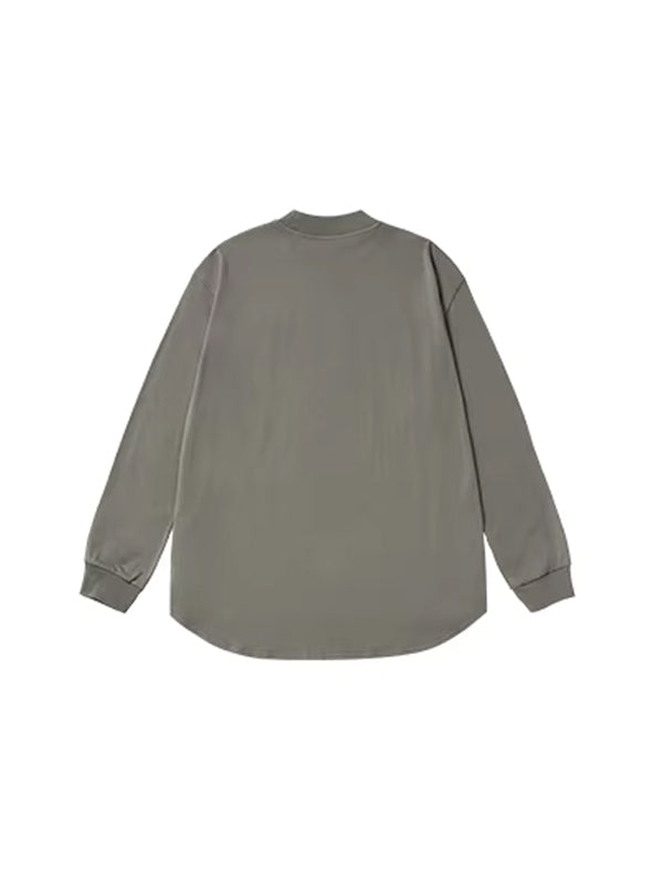 Mock Neck Long Sleeve T-Shirt in Light Grey Color 2