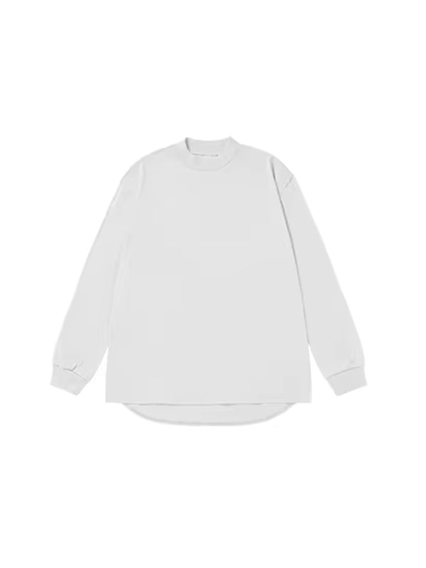 Mock Neck Long Sleeve T-Shirt in White Color