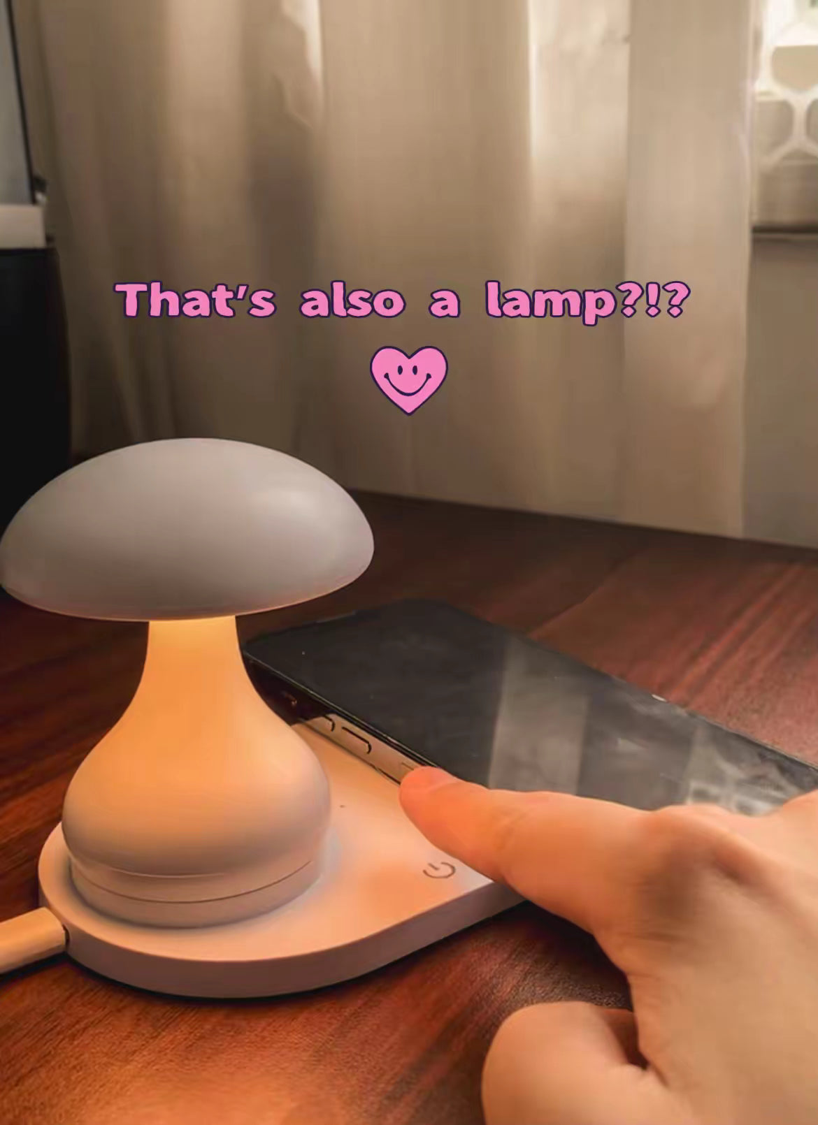 Mushroom LED Night Lamp with 15W MagSafe Wireless Charger