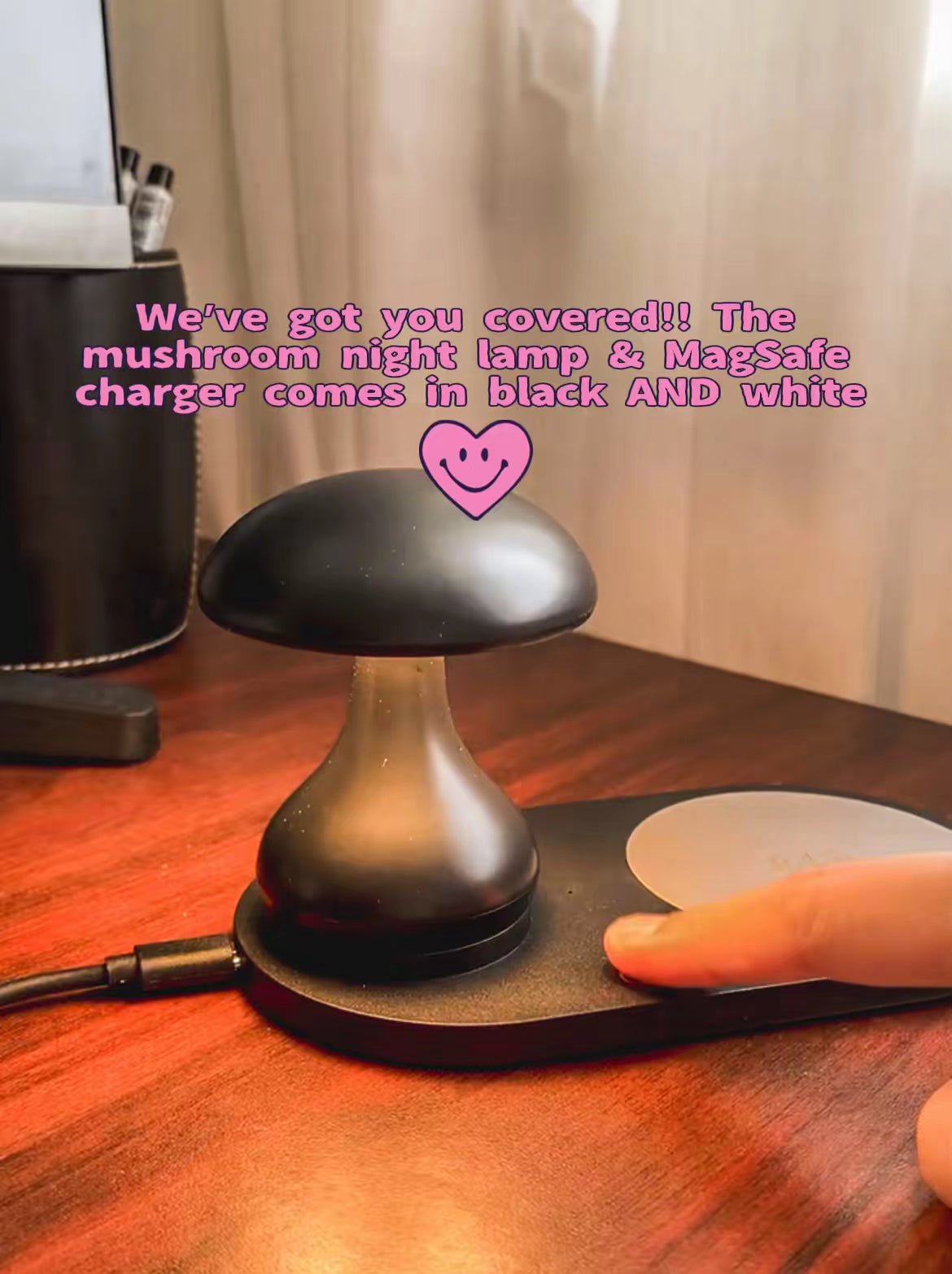 Mushroom LED Night Lamp with 15W MagSafe Wireless Charger