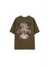 "Nature" Bonsai Plant Crack Print T-Shirt in Olive Green Color 2