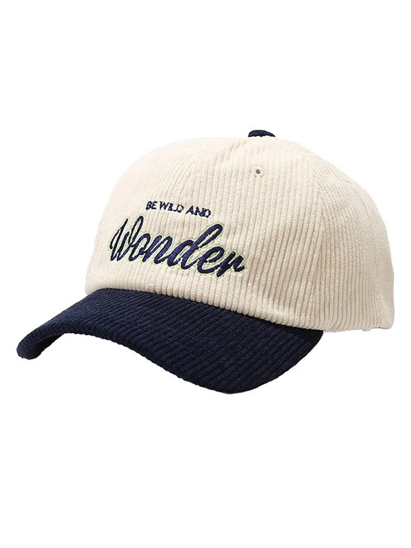 Navy "Be Wild And Wonder" Corduroy Baseball Cap 