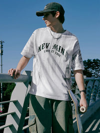 Never Mind Take It Easy Puff Print T-Shirt in White Color 13