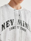 Never Mind Take It Easy Puff Print T-Shirt in White Color 3