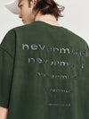 "Nevermind" Rubber Print Gradient Washed Distressed T-Shirt in Green Color 3