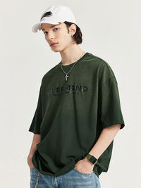 "Nevermind" Rubber Print Gradient Washed Distressed T-Shirt in Green Color - THIS IS FOR HIM