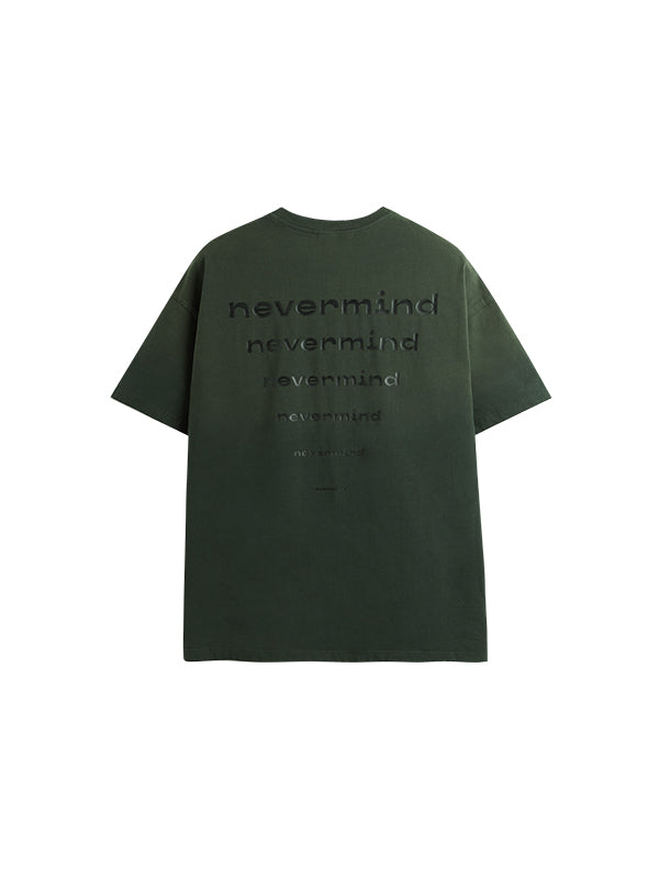 "Nevermind" Rubber Print Gradient Washed Distressed T-Shirt in Green Color - THIS IS FOR HIM