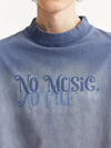 No Music No Life Washed T-Shirt in Blue Color  4