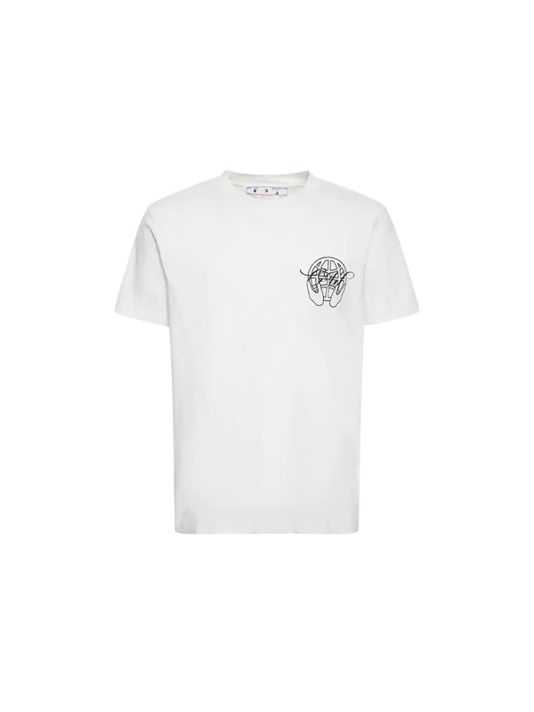 Off-White Hand Arrow-Print Slim T-shirt in White Color 2