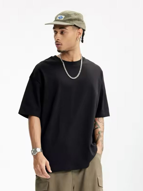 Oversized Drop Shoulder Short Sleeve T-Shirt in Black Color 2