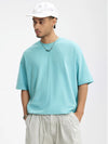 Oversized Drop Shoulder Short Sleeve T-Shirt in Cyan Color 3