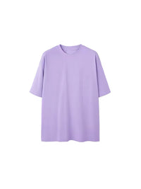 Oversized Drop Shoulder Short Sleeve T-Shirt in Purple Color