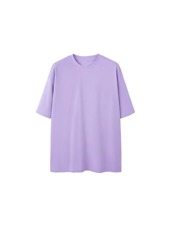 Oversized Drop Shoulder Short Sleeve T-Shirt in Purple Color