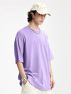 Oversized Drop Shoulder Short Sleeve T-Shirt in Purple Color 2