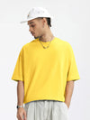 Oversized Drop Shoulder Short Sleeve T-Shirt in Yellow Color 2
