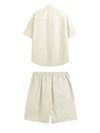 Oversized Jacquard Shirt with Side Pocket & Shorts with Elastic Belt in Cream Color