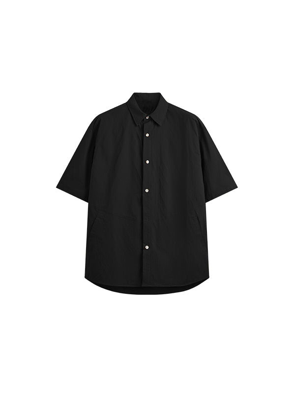 Oversized Jacquard Shirt with Side Pocket in Black Color