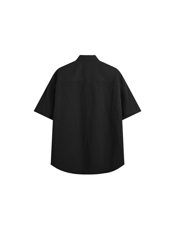 Oversized Jacquard Shirt with Side Pocket in Black Color 2