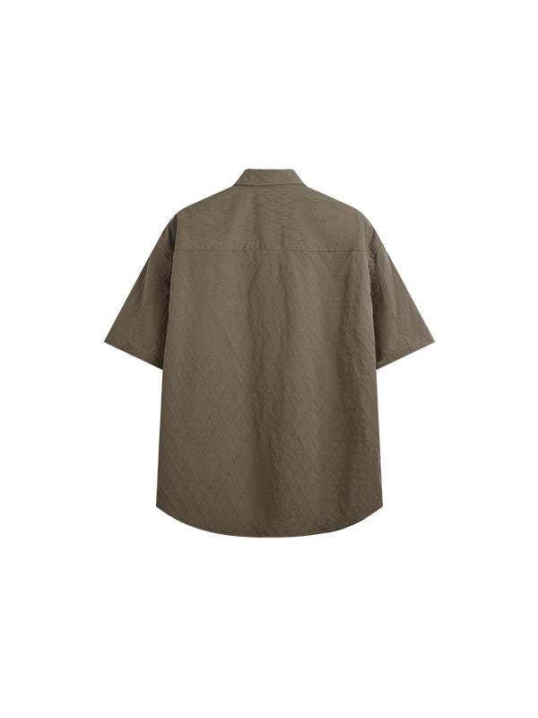 Oversized Jacquard Shirt with Side Pocket in Brown Color