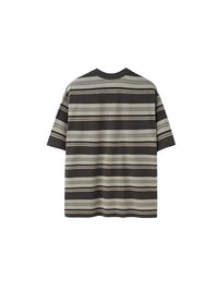 Oversized Striped Pocket T-shirt in Dark Grey Color 2