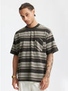 Oversized Striped Pocket T-shirt in Dark Grey Color 4