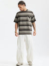 Oversized Striped Pocket T-shirt in Dark Grey Color 6