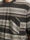 Oversized Striped Pocket T-shirt in Dark Grey Color. 7