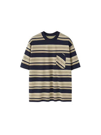 Oversized Striped Pocket T-shirt in Royal Blue Color