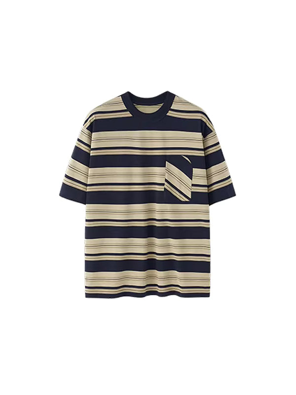 Oversized Striped Pocket T-shirt in Royal Blue Color