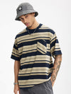 Oversized Striped Pocket T-shirt in Royal Blue Color 3