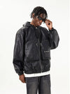 PU Leather Hoodie Jacket with Front Pockets 4