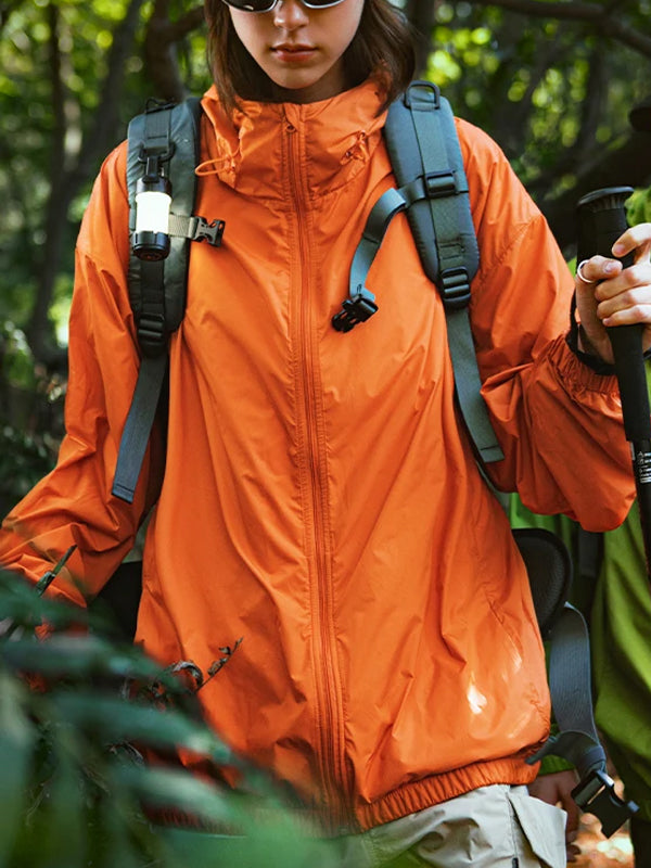 Packable Lightweight UV Protection Jacket in Orange Color 2