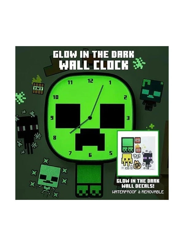 Paladone Minecraft Creeper Glow In The Dark Wall Clock 3