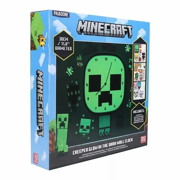Paladone Minecraft Creeper Glow In The Dark Wall Clock 8
