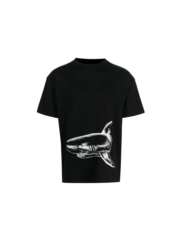 Palm Angels Broken Shark Classic Tee in Black Off White Color