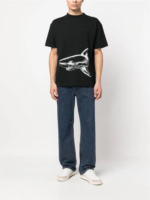 Palm Angels Broken Shark Classic Tee in Black Off White Color 2