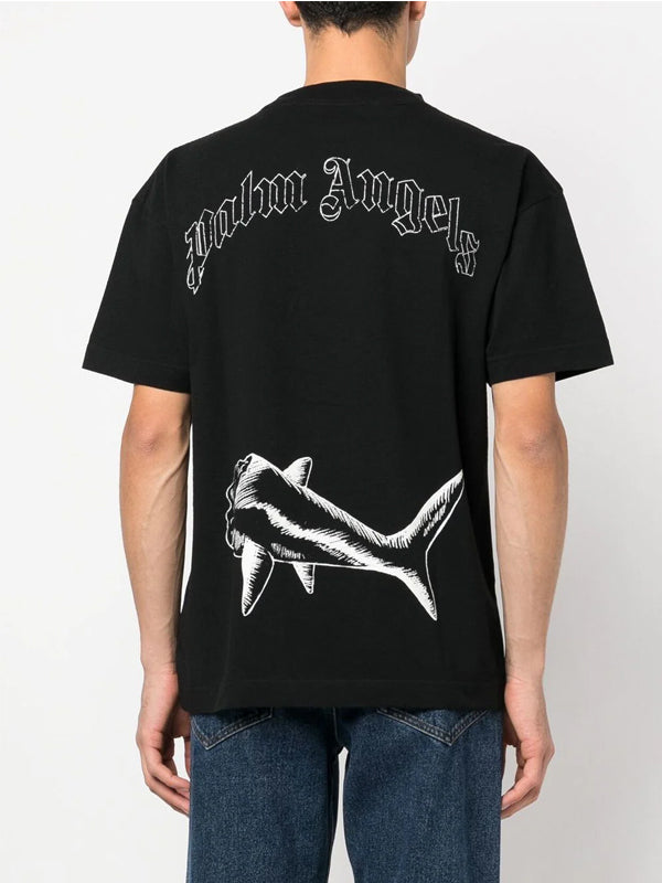 Palm Angels Broken Shark Classic Tee in Black Off White Color 4