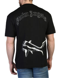Palm Angels Broken Shark Classic Tee in Black Off White Color 7