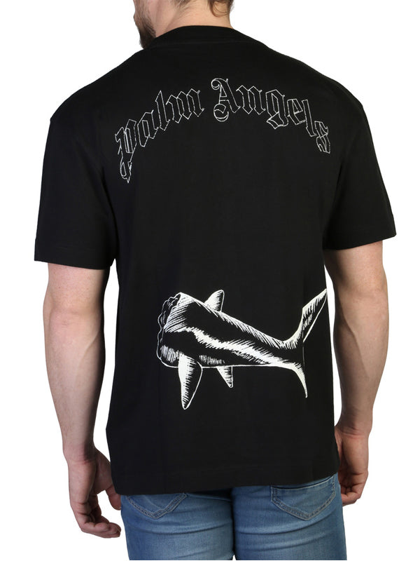 Palm Angels Broken Shark Classic Tee in Black Off White Color 7