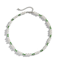 Pearl With Green Beads Necklace