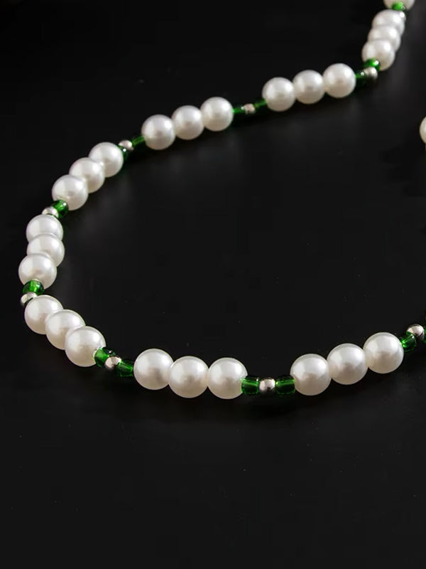 Pearl With Green Beads Necklace 4